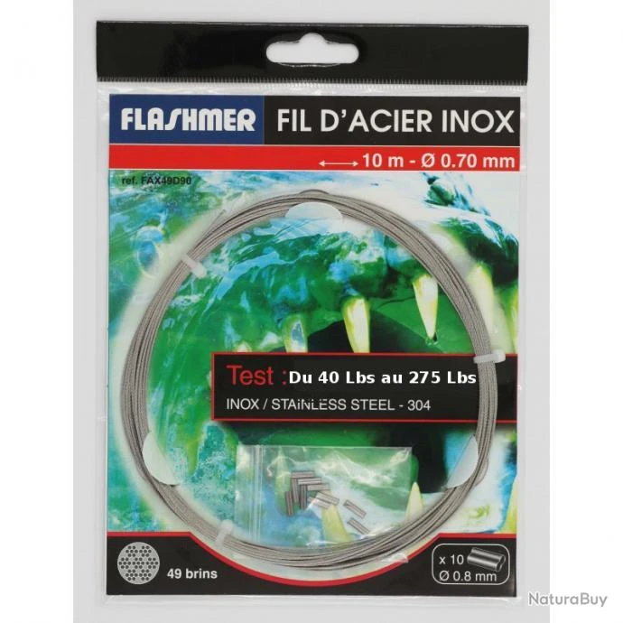 FIL D'ACIER INOX 49 BRINS - 10m 0.55 Mm 3 FIL D'ACIER INOX 49 BRINS - 10m 0.55 Mm