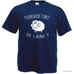 FRUIT OF THE LOOM T-SHIRT Humour Drôle - POURQUOI TANT DE LAINE ? - Idée Cadeau Collegue Pote Noël Anniversaire !
