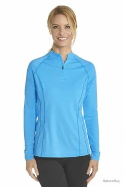 T-shirt De Bain Manches Longues Anti UV Femme Zip - Azure Bauw 42 (L)