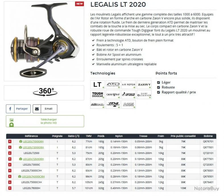 Legalis LT 2020 2500 Moulinet Spinning Daiwa 4 Legalis LT 2020 2500 Moulinet Spinning Daiwa – Image 2