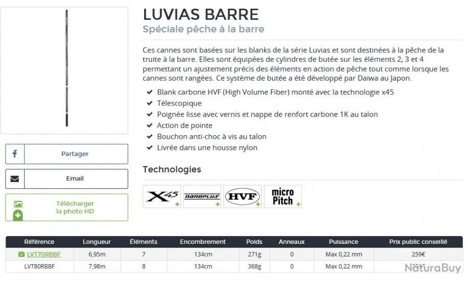 Luvias Barre 6.95 M 70 RBBF Canne Téléréglable Daiwa 4 Luvias Barre 6.95 M 70 RBBF Canne Téléréglable Daiwa – Image 2