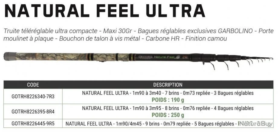 Natural Feel Ultra 3m40 Max 30 G Canne Truite Telereglable Garbolino 4 Natural Feel Ultra 3m40 Max 30 G Canne Truite Telereglable Garbolino – Image 2