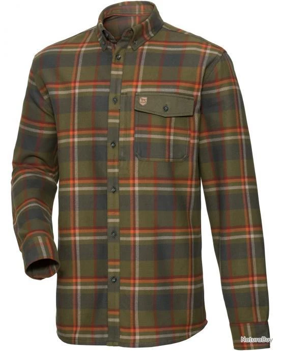 Chemise En Flanelle Skando Couleur Olive Orange.