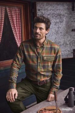 Chemise En Flanelle Skando Couleur Olive Orange. -Magasin De Matériel De Pêche 00007 Chemise en flanelle Skando Couleur Olive Orange